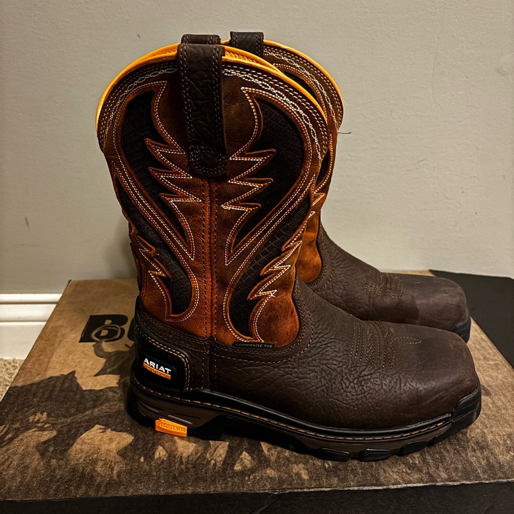 Ariat Men’s Intrepid Brown & Orange Venttek Square Composite Toe Work Boots